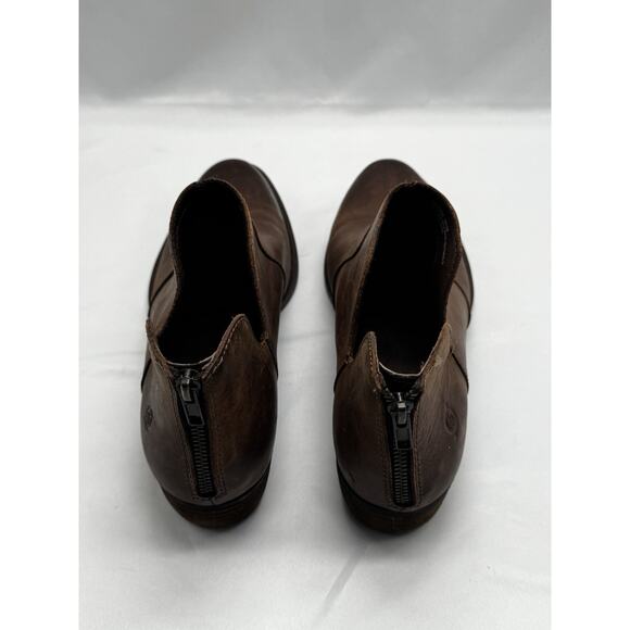 Born Kerri Brown Leather Ankle Boots Block Heel Zip Booties Womens Sz 11 - Picture 5 of 12